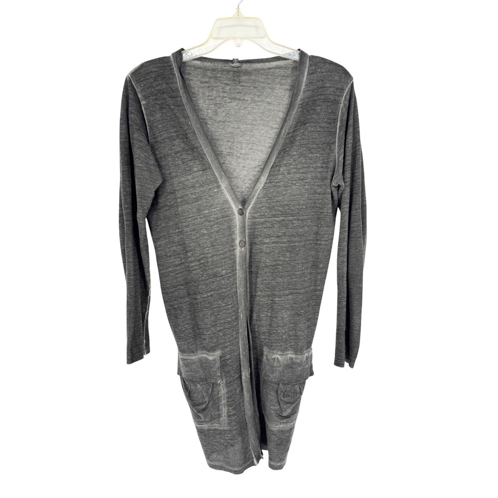 COP. COPINE Spizer Linen Cotton Artsy Minimalist Cardigan Grey Sz M/L Lagenlook